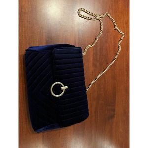 New Look velvet chain shoulder bag in blue